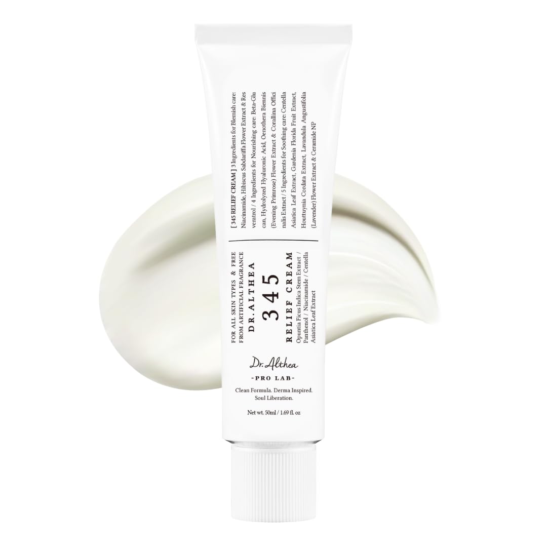 Dr.Althea 345 Relief Cream | Daily Face Moisturizer for Soothing Recovery and Blemish Care with PDRN & Niacinamide | Korean Vegan Skincare for All Skin Types, 1.69 Fl Oz (Ver.2 - Pack of 1)