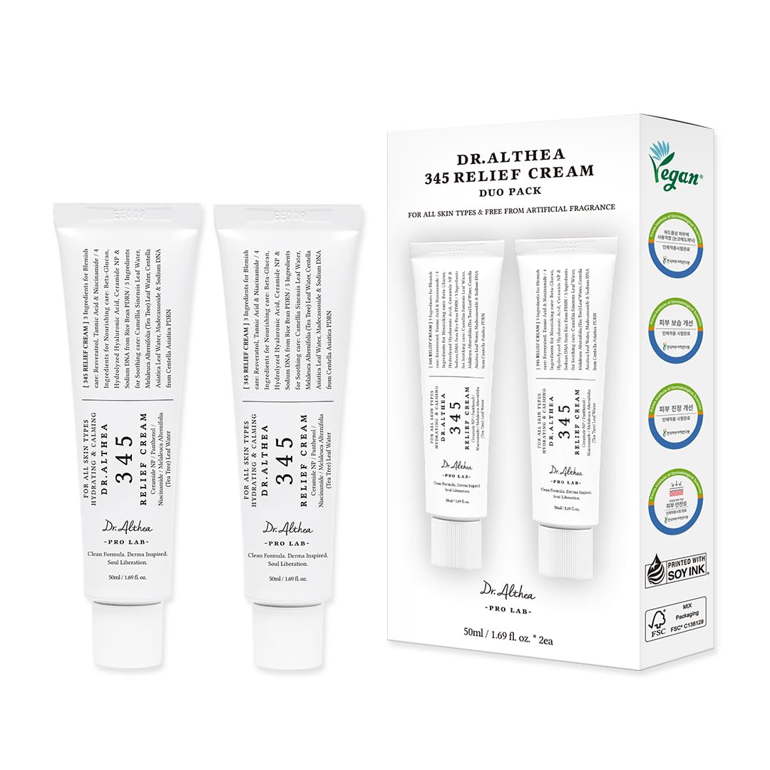 Dr.Althea 345 Relief Cream | Daily Face Moisturizer for Soothing Recovery and Blemish Care with PDRN & Niacinamide | Korean Vegan Skincare for All Skin Types, 1.69 Fl Oz (Ver.2 - Pack of 1)