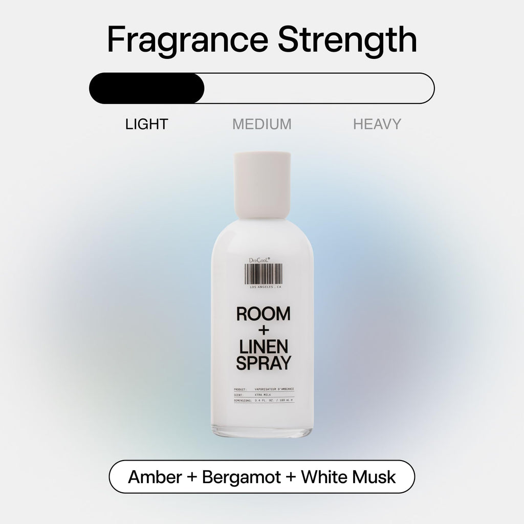 DedCool Room + Linen Spray in Xtra Milk | Natural Fabric & Linen Spray | Non-Toxic, Essential Oil Infused | Freshens Home, Bedding, Couch, Closet & Bath | 3 fl oz