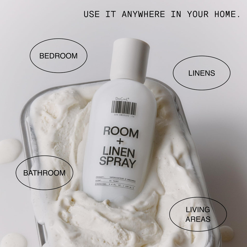 DedCool Room + Linen Spray in Xtra Milk | Natural Fabric & Linen Spray | Non-Toxic, Essential Oil Infused | Freshens Home, Bedding, Couch, Closet & Bath | 3 fl oz