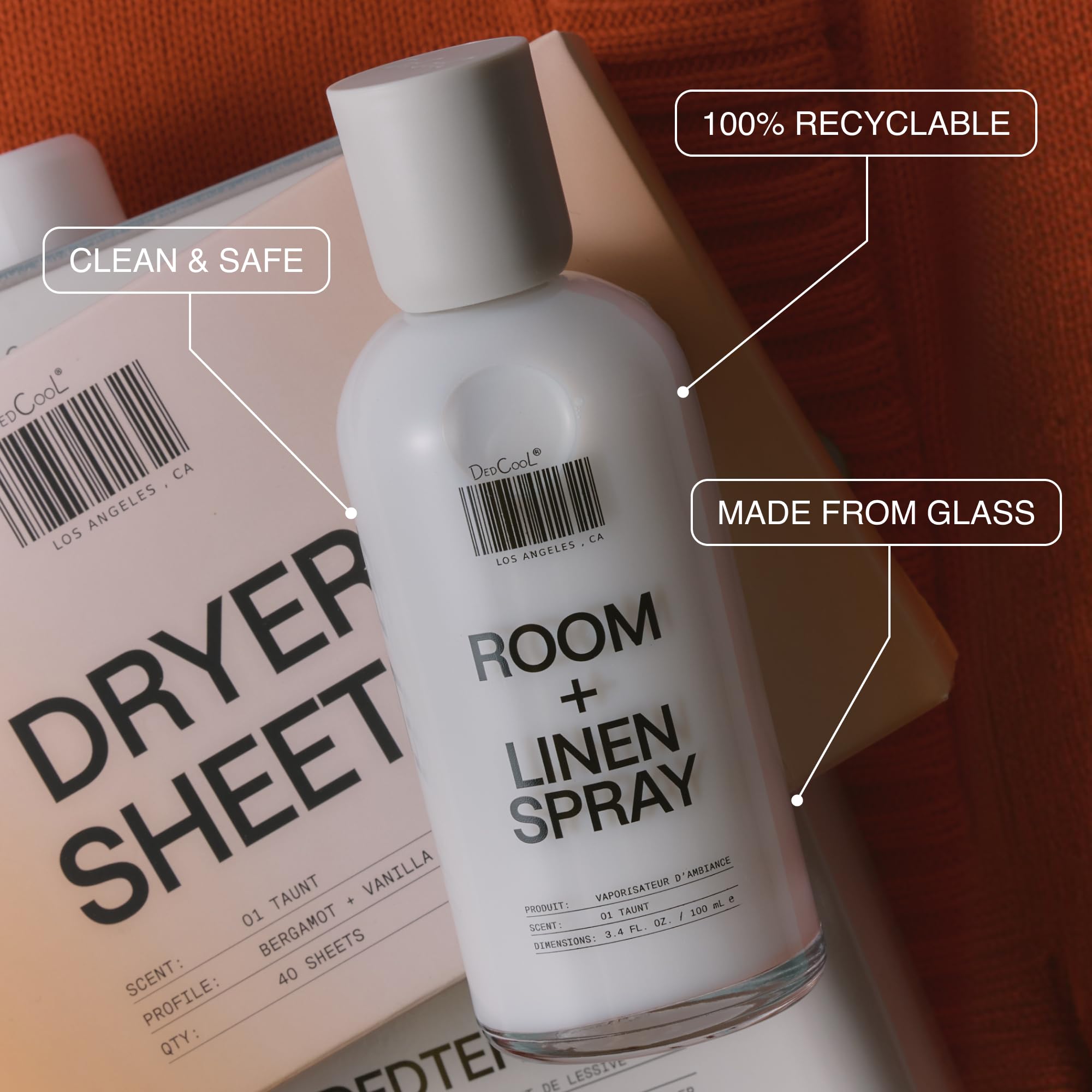 DedCool Room + Linen Spray in Xtra Milk | Natural Fabric & Linen Spray | Non-Toxic, Essential Oil Infused | Freshens Home, Bedding, Couch, Closet & Bath | 3 fl oz