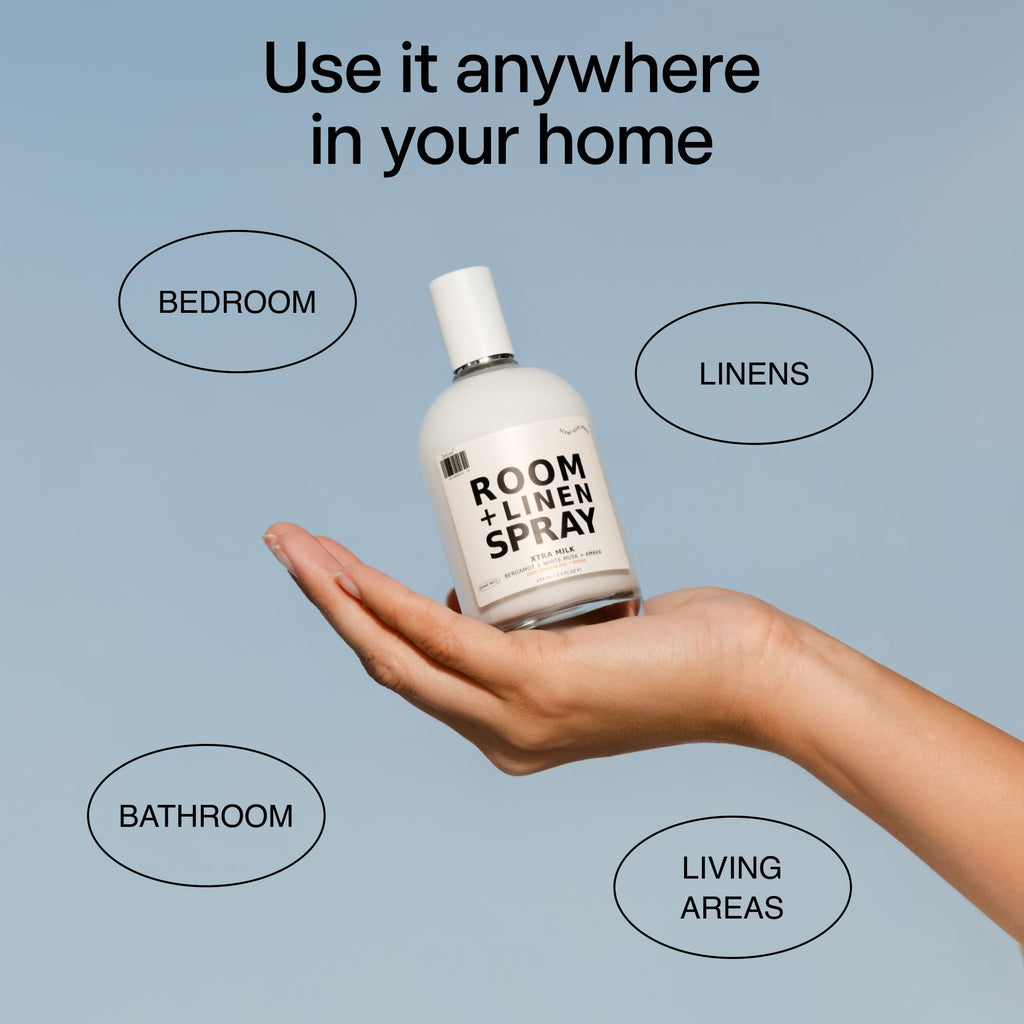 DedCool Room + Linen Spray in Xtra Milk | Natural Fabric & Linen Spray | Non-Toxic, Essential Oil Infused | Freshens Home, Bedding, Couch, Closet & Bath | 3 fl oz