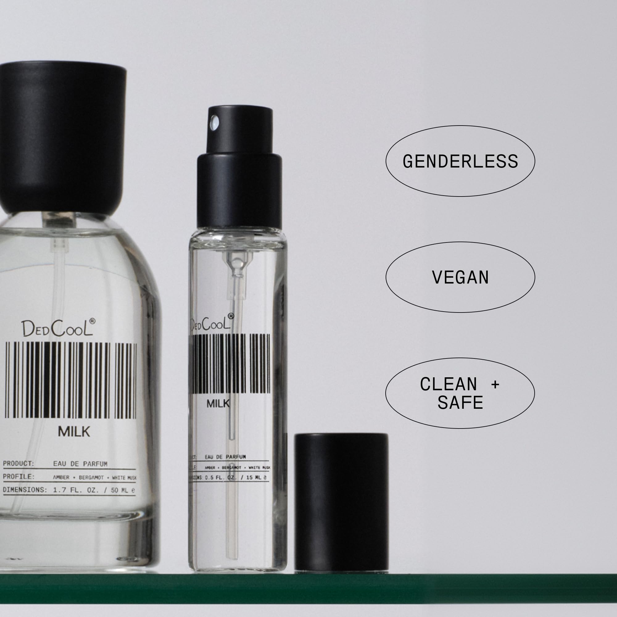 DedCool Eau de Parfum | Xtra Milk | Bergamot, White Musk & Amber | Clean Unisex Fragrance | Non-Toxic, Vegan | Travel Size Perfume, 15 mL