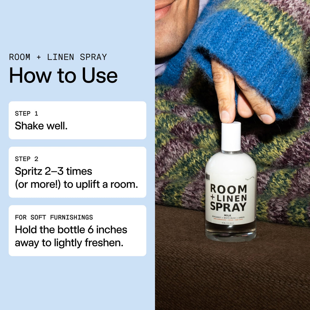 DedCool Room + Linen Spray in Xtra Milk | Natural Fabric & Linen Spray | Non-Toxic, Essential Oil Infused | Freshens Home, Bedding, Couch, Closet & Bath | 3 fl oz